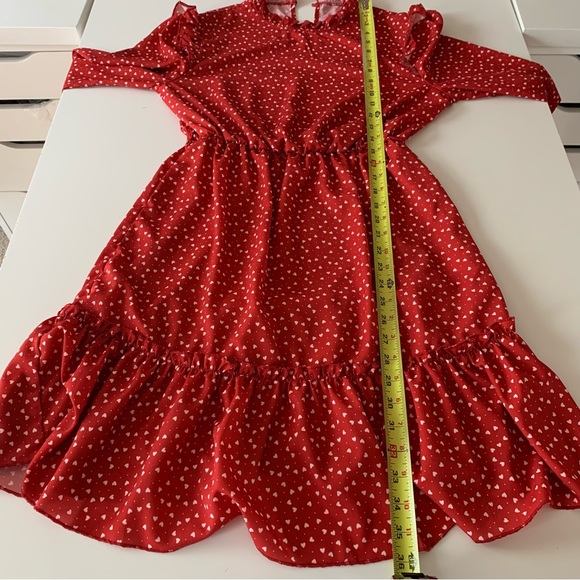 Tiered ruffle dress red with white hearts size medium - Picture 8 of 9